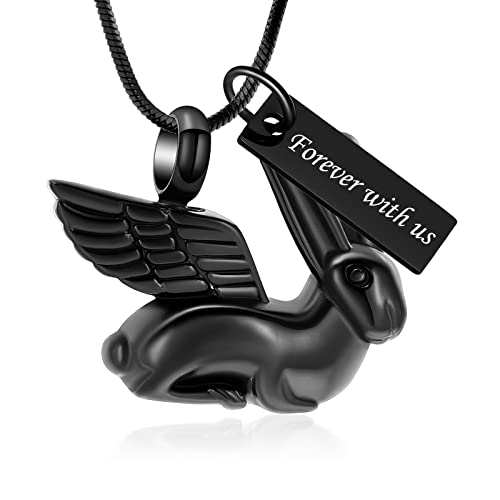 Bunny Rabbit Urn Pendant Necklace - Stainless Steel Cremation Ashes Jewelry for Pets Keepsake Memorial Ashes Locket - color: Customize