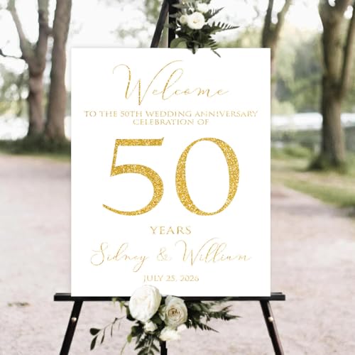 Personalized Anniversary Welcome Sign, 50th Wedding Anniversary Welcome Sign, Happy Anniversary Sign, Photo Anniversary Welcome Poster, Anniversary Celebration Decorations Signs #10 - color: Style #10