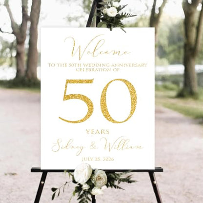 Personalized Anniversary Welcome Sign, 50th Wedding Anniversary Welcome Sign, Happy Anniversary Sign, Photo Anniversary Welcome Poster, Anniversary Celebration Decorations Signs #10 - color: Style #10