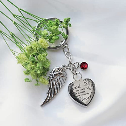 Heart Urn Necklace for Ashes Cremation Jewelry Urn Keychain for Ashes with Birthstone Cremation Keychain - color: January