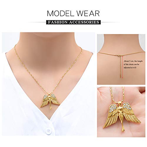 Imrsanl Cremation Jewelry Keepsake Angel Wings Urn Necklace for Ashes - color: Gold