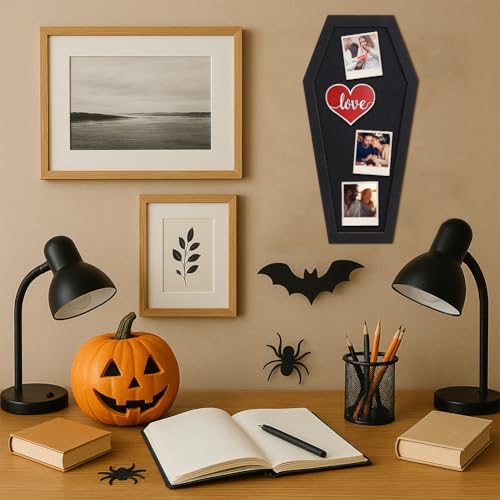 BENECREAT Coffin Pin Display Board, 15.7x7.8x0.7inch, Black Wood Frame - color: Black