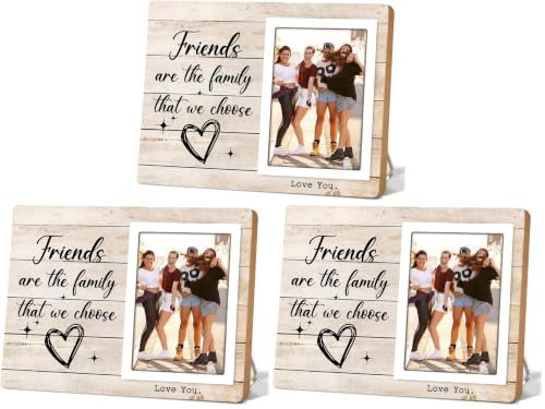 Family Picture Frame, Best Friend Picture Frame Gifts for Best Friend Women BFF Sister, Friends Are the Family We Choose Wooden Photo Frame 4 x 6Inch Heart Pattern12P054 (Pack of 3) - size: 4X6 (Pack of 3)