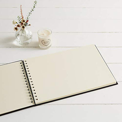 ANGEL & DOVE Funeral Guest Book - Black Textured Covers - 12 x 8 - for Condolence, Memorial, Keepsake