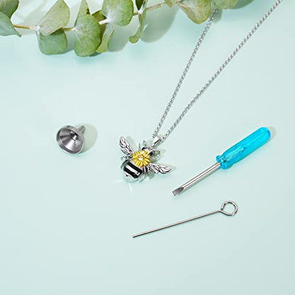 PELOVNY Urn Necklace for Ashes 925 Sterling Silver Butterfly Dragonfly Bee Phoenix Hummingbird Urn Necklaces Animal Crystal Cremation Jewelry for Ashes Cat Dog Pet Memorial Gifts - color: 16-Bee Urn A