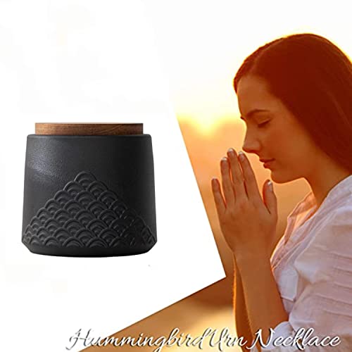 NSOnline Black Small Urn Ashes Keepsake Ceramic 4.3 in high 30 Cubic inches