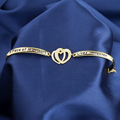 FAADBUK Memorial Jewelry Loss Gift A Piece of My Heart Lives In Heaven Bracelet In Memory of Loved Son Daughter Sympathy Gift - color: A Piece Of C-Gold