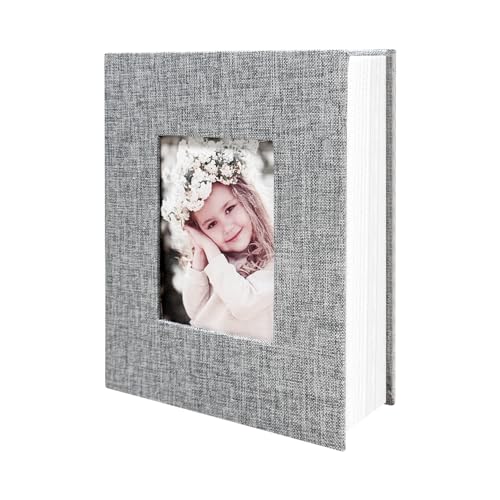Photo Album 4x6 100 Pockets, Linen Cover Top Loader Vertical, Slip-in Picture Grey Pockets Albums for Wedding, Family, Anniversary, Baby, Vacation - color: Grey, size: 100 Pockets