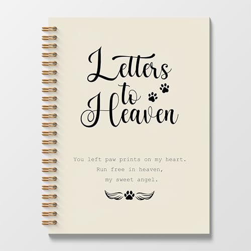 Letters to Heaven Notebook Journal 5.5x8.3, Memorial Sympathy Gifts for Loss of Pet, Remembrance Bereavement Gifts Spiral Hardcover Notebook, Grief Journal for Women, Cat Dog Loss Gift - color: Letters to Heaven