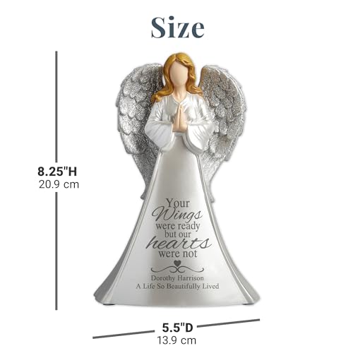 Let's Make Memories Personalized Memorial Angel - Sympathy Angel - Lighted Memorial Angel - with Sympathy - Memorial Light - Personalized with Your Loved One's Name - 10.5" W x 14.4" H x 1.5" D - style: Wings of Love Angel
