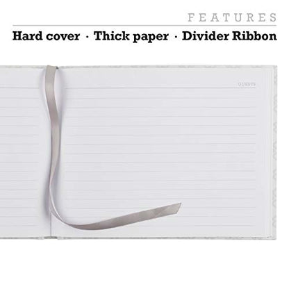 Global Printed Products Wedding Guest Book, 9"x7", White with Gold Foil