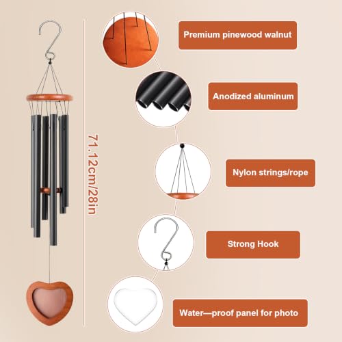 Wind Chimes for Outside,28'' Small Personalized Wind Chimes - size: 28'' Photo Frame Design