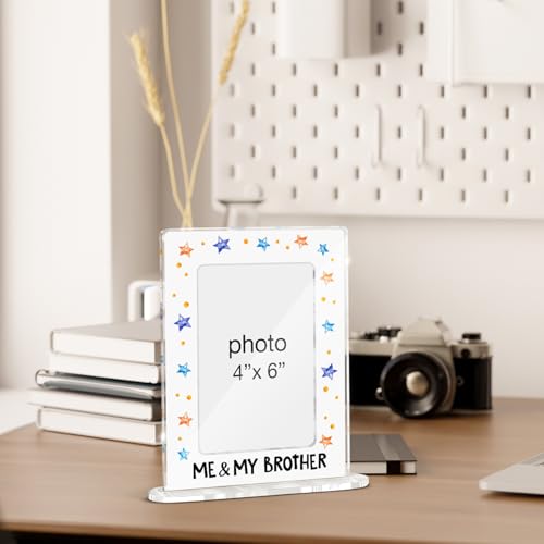 Baby Boy Gifts Picture Frame, Baby Shower Gifts for Newborn Boy Little Brother, Sibling Keepsake Me and My Brother Acrylic Picture Frames 4 x 6 Inch Photo - color: J-Me & My Brother