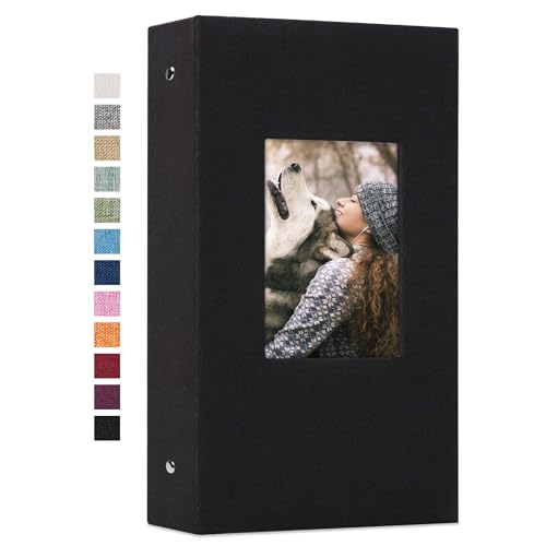 Vienrose 4x6 Photo Album,300 Pockets,Linen Cover with Window,Black | Linen Hardcover, Slip In Photo Book, Family Memory Album, Travel Keepsake - color: Black, size: 300 Pocket