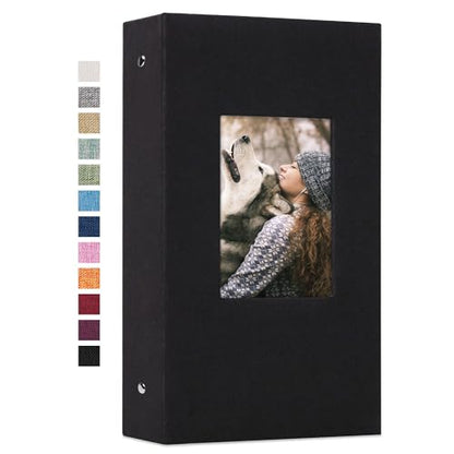 Vienrose 4x6 Photo Album,300 Pockets,Linen Cover with Window,Black | Linen Hardcover, Slip In Photo Book, Family Memory Album, Travel Keepsake - color: Black, size: 300 Pocket