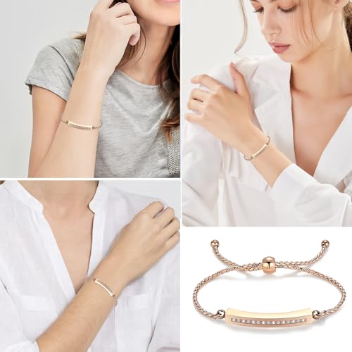 Minicremation Shiny Crystal Cremation Bracelet for Ashes for Women Cube Urn Bangle Locket Ash Holder Memorial Jewelry Bracelet Keepsake Gift - color: Rose Gold
