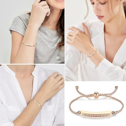Minicremation Shiny Crystal Cremation Bracelet for Ashes for Women Cube Urn Bangle Locket Ash Holder Memorial Jewelry Bracelet Keepsake Gift - color: Rose Gold