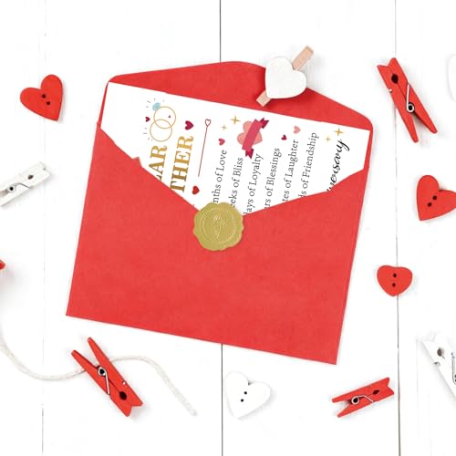 YiKaLus Happy 1st Anniversary Card,Romantic 1 Year Gifts for Him Her Couple | Sweet First Anniversary Greeting Card with Golden Number One and Love Ring Decor,Matching Red Envelope 8x5.3 Inch - style: card 469