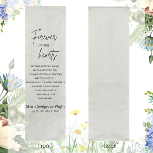 Personalized Forever In Our Hearts Welcome Sign, Funeral Fabric Banner #2 - color: Design 2