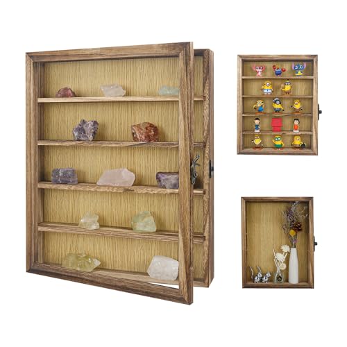 FramePro Shadow Box Frame Display Case 11x14 with Removable Shelves, Deep Memory Box Trinket Knick Knack Shelf Cabinet for Collector, Keepsake Coins Military Medals Wedding Flowers Real Wood - color: Carbonized Wood, size: 11x14