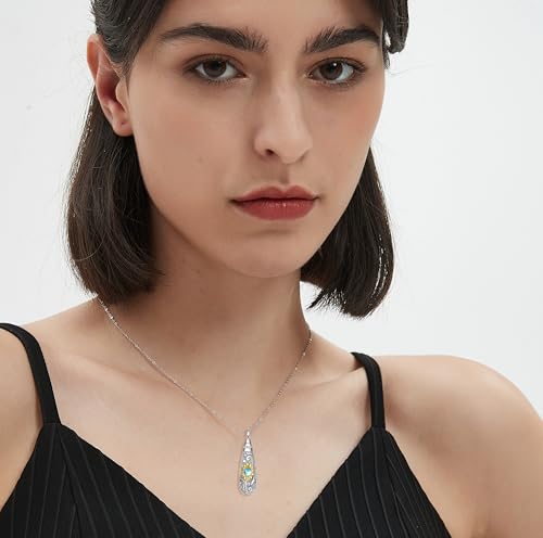 Sterling Silver Flower Tree Life Cremation Urn Necklace for Women - color: Tear *Sunfl. Sty1 (G/P Mo/St)