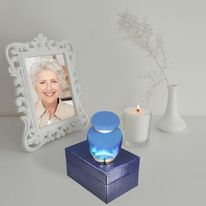 M MEILINXU Blue Tree of Life Urn, Small Urn, Keepsake Urns for Human Ashes - color: Blue, size: Small / Keepsake