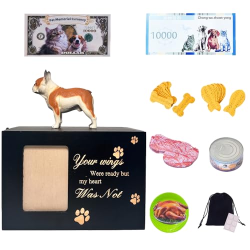 pet urns for Dogs Wood Dog urns for Ashes with Photo Frame Lock, urn for Dog Ashes Display Box Small pet urn Keepsake Decor - color: French Bulldog 1143, size: Black framed urn