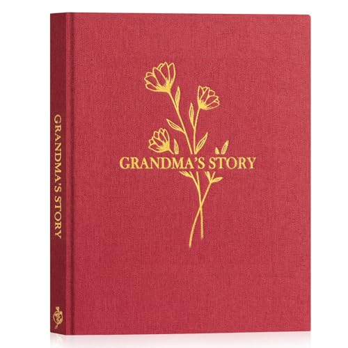 Lanpn Grandma Life Story Book Journal with 260+ Prompts, Linen Hardcover Grandmother Guided Journal Memory Keepsake Book to Fill Out, Birthday Mother's Day Christmas Gift for Grandmas, Red - color: Red