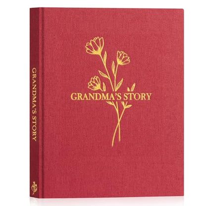 Lanpn Grandma Life Story Book Journal with 260+ Prompts, Linen Hardcover Grandmother Guided Journal Memory Keepsake Book to Fill Out, Birthday Mother's Day Christmas Gift for Grandmas, Red - color: Red