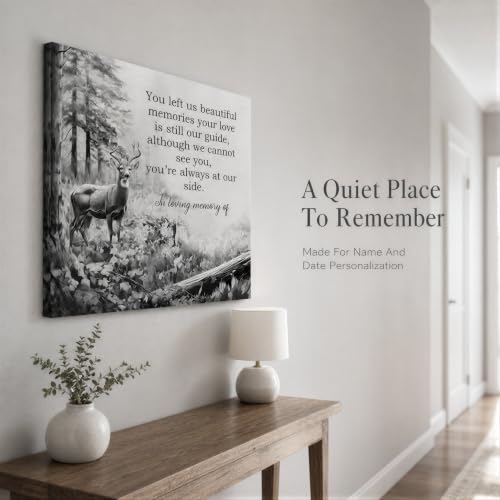 KiKiLuna Personalized in Loving Memory Deer Forest Memorial Canvas Wall Art - color: Design 5