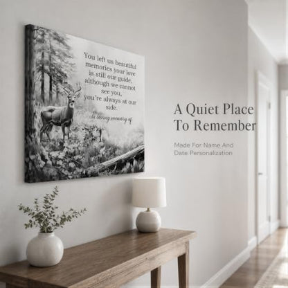 KiKiLuna Personalized in Loving Memory Deer Forest Memorial Canvas Wall Art - color: Design 5