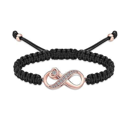 Infinity Urn Bracelet for Ashes Cremation Jewelry Stainless Steel Adjustable Braided Rope Bracelets Memorial Bangles Ash Holder for Human Pets Keepsake Jewelry for Loved Ones with Fill Tool - color: Rose Gold