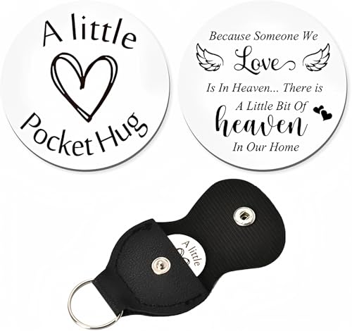 ShiQiao Spl Memorial Gifts for Loss of Loved One Sympathy Remembrance Gift Pocket Hug Token Keychain Coin Bereavement Condolence Gifts for Women Men Boys Girls with PU Leather Key Chains - color: Someone We Love is in Heaven