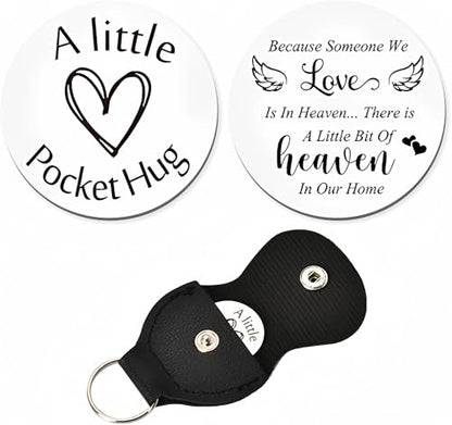 ShiQiao Spl Memorial Gifts for Loss of Loved One Sympathy Remembrance Gift Pocket Hug Token Keychain Coin Bereavement Condolence Gifts for Women Men Boys Girls with PU Leather Key Chains - color: Someone We Love is in Heaven