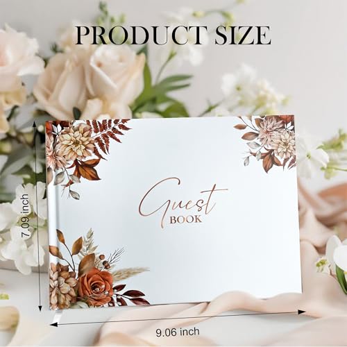 Mr&MrsGifts Elegant Wedding Guest Book Hard Cover Guest Sign in Book,Flower | Guest Book Wedding Reception,Bridal Shower Gifts,Wedding Gifts - color: Flower