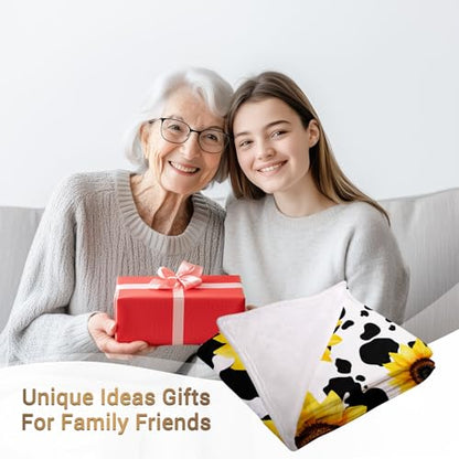 Jekeno Sunflower Gifts for Women Girls, Cow Sun Flowers Blanket 80"x60" - color: Yellow Sunflower Gifts, size: 60x80 Inch