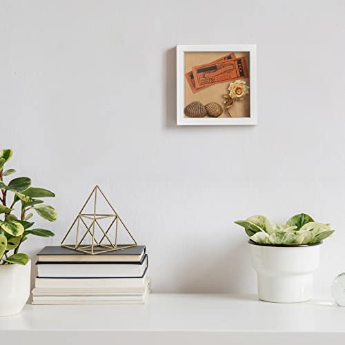 TJ.MOREE Small Shadow Box Frame 5 x 5 Shadowbox Display Case Wooden Picture Frame with Glass Wedding Memorabilia Medals Photos for Wall and Tabletop - White
