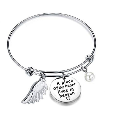 Memorial Jewelry Sympathy Gift A Piece of My Heart Lives In Heaven Lariat Y Necklace Loss Jewelry Gift - color: a piece bracelet