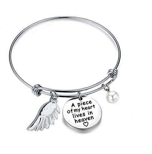 Memorial Jewelry Sympathy Gift A Piece of My Heart Lives In Heaven Lariat Y Necklace Loss Jewelry Gift - color: a piece bracelet