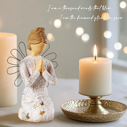 Sympathy Angel Figurines for Loss of Loved Ones Angel Statues | Home Decor Serenity Prayer Gifts for Women Resin Sculpted Hand-Painted Figure Bereavement Gift Praying Hands Statue - style: Sympathy Angle( Kneeling Style)