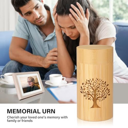 Small Urns for Human Ashes Keepsake with Tree of Life Pattern,Small Cremation Urns for Human Ashes Adult Male Female,Bamboo Scattering Tubes for Human or Pet Ashes,Hold Up to 7.5 Cubic Inches - size: Small,7.5 Cubic Inches