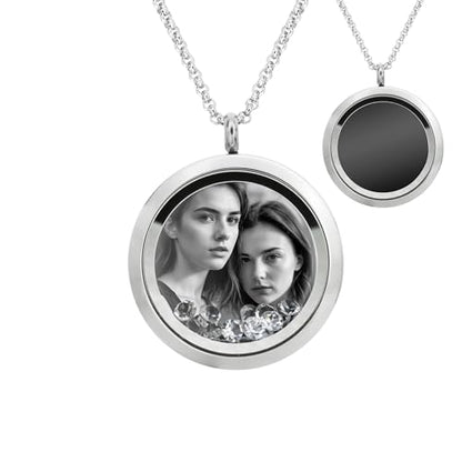 Laser Engraved Personalized Photo & Text Message Floating Locket Crystals Necklace Pendant Handmade Love Note Anniversary Wedding Birthday Gift - style: Clear - Photo Engraving