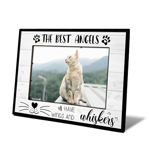 Pet Memorial Gifts, Loss of Cat Sympathy Gift Wooden Photo Frame, Cat Memorial Gifts for Loss of Cat, 4x6 Picture Frame for Tabletop Display Photo Insert - L01 - style: loss of cat 2