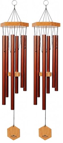 Copper Red Wind Chimes for Outside, 29 Inch Hand Tuned G Major Pentatonic Wind Chime, Memorial Sympathy Gift for Loss of Loved One, Deep Tone Aluminum Bamboo Garden Patio Porch Decor (Pack of 2) - size: 29 Inch (Pack of 2)