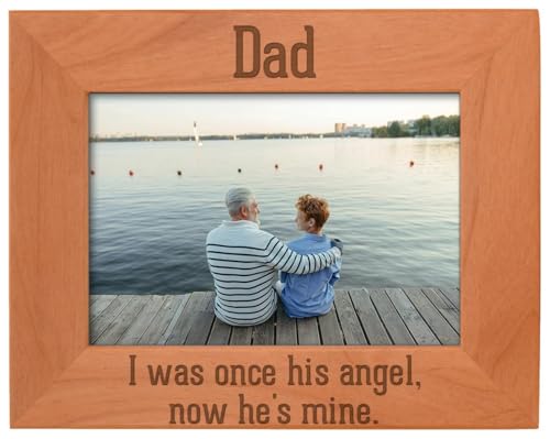 ThisWear Bereavement Dad Once Angel Now Mine Wood Frame - Landscape 5x7 - size: 5x7 Photo - Landscape