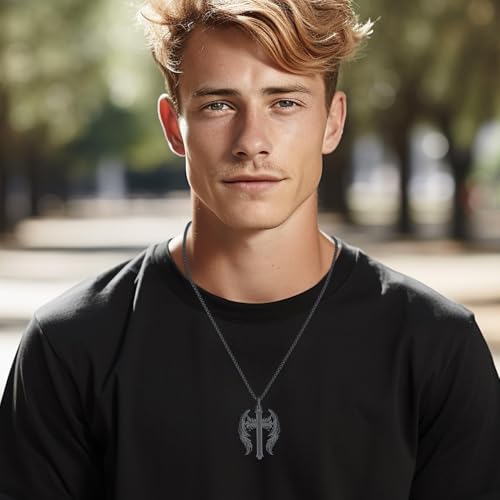 Aniu S925 Sterling Silver Urn Necklace Cremation Jewelry for Ashes - color: Black Cross - B