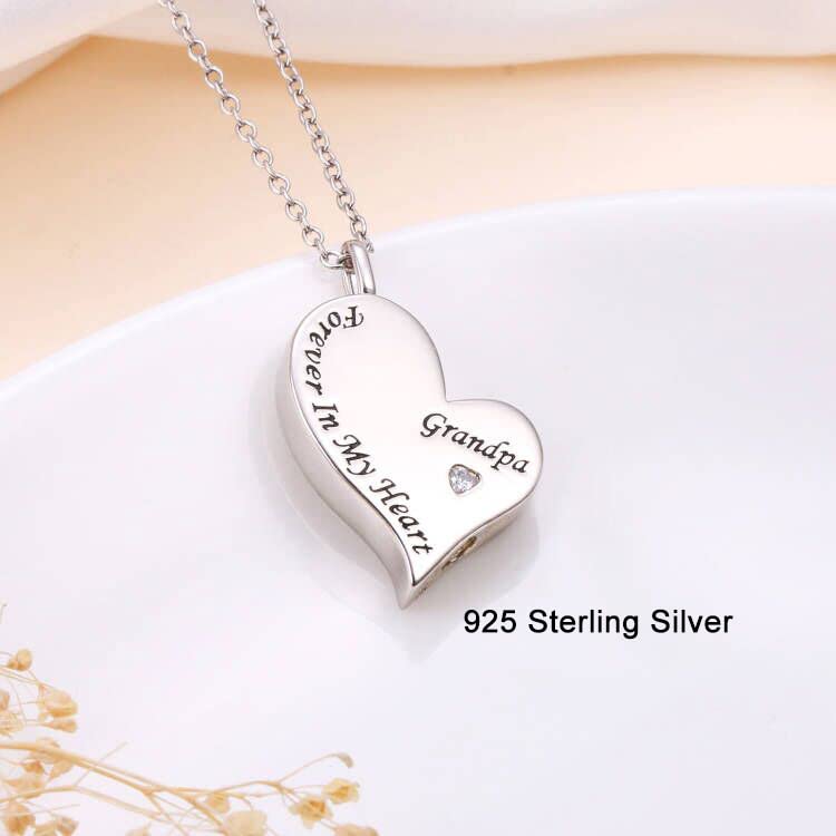 Ladytree 925 Sterling Silver Cremation Urn Necklace for Ashes - style: Grandpa