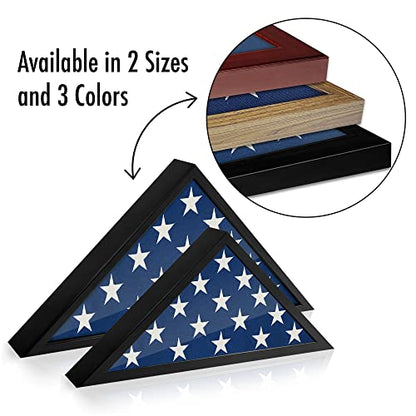 Americanflat Large Flag Display Case for Folded 5x9.5' Burial Flags - Engineered Wood Display Box for Wall or Tabletop - Silhouette Collection - Black - color: Black, style: 5x9.5 Burial Flag