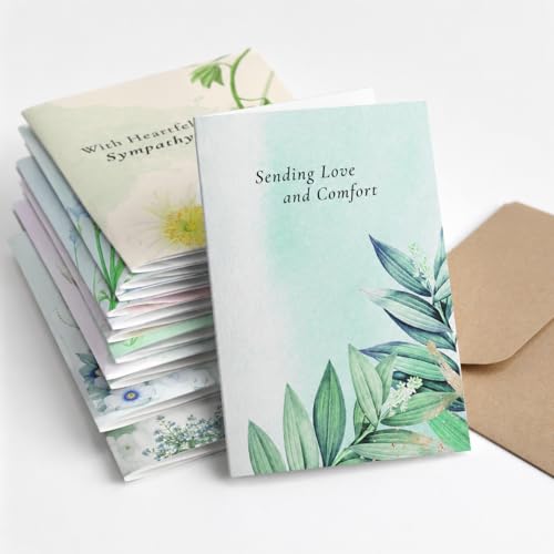 Sympathy Cards with Envelopes, 18 Pack Assorted Watercolor Condolence Cards