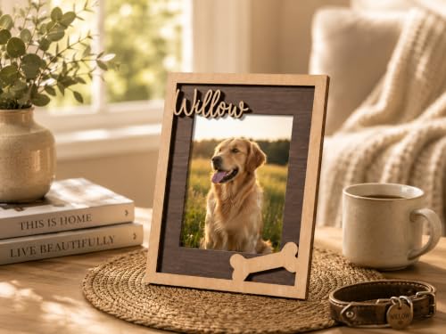 Custom Pet Memorial Frame, Personalized Wooden Picture Frame for Dog, Pet Loss Gift, Dog Mom Gift, Rainbow Bridge Remembrance, Memorial Day Keepsake